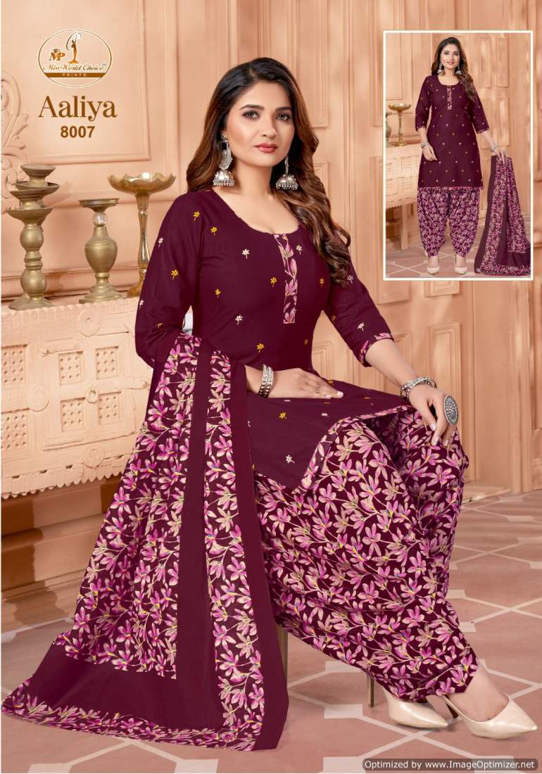 Aaliya Vol 8 By Miss World Pure Cotton Printed Dress Material Wholesale Shop In Surat